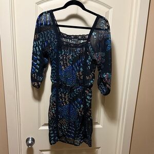 Le Chateau Black and Blue Mini Dress